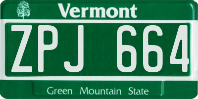 VT license plate ZPJ664