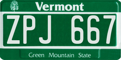 VT license plate ZPJ667