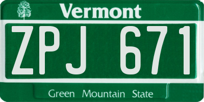 VT license plate ZPJ671