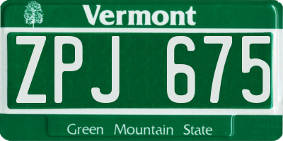 VT license plate ZPJ675