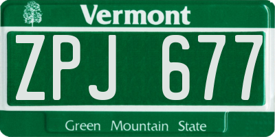 VT license plate ZPJ677