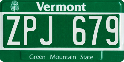 VT license plate ZPJ679