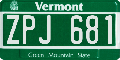 VT license plate ZPJ681