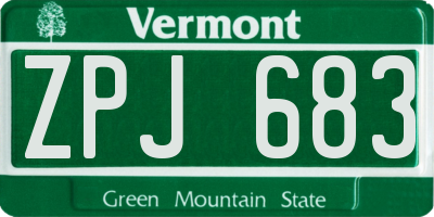 VT license plate ZPJ683