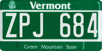 VT license plate ZPJ684