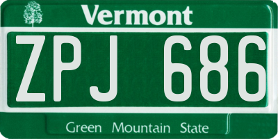 VT license plate ZPJ686