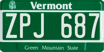 VT license plate ZPJ687