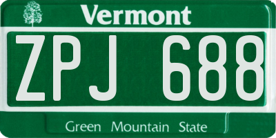 VT license plate ZPJ688