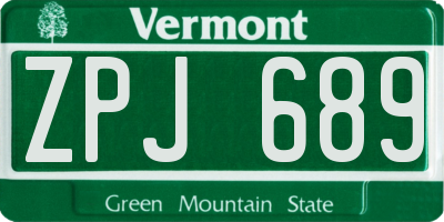 VT license plate ZPJ689