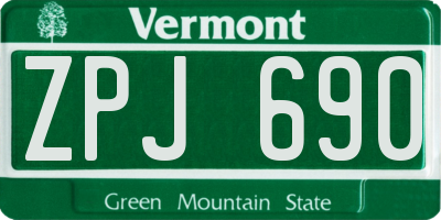 VT license plate ZPJ690