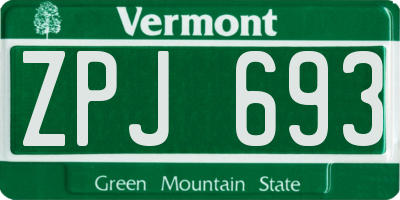 VT license plate ZPJ693
