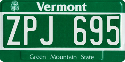 VT license plate ZPJ695