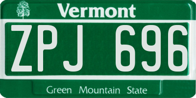 VT license plate ZPJ696