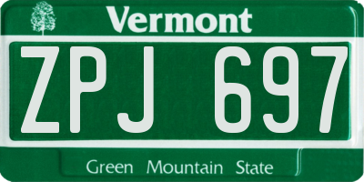 VT license plate ZPJ697