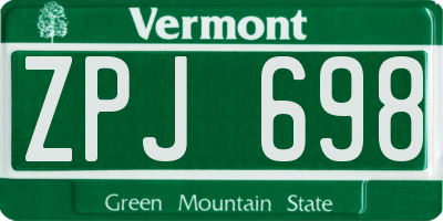 VT license plate ZPJ698