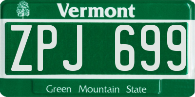 VT license plate ZPJ699