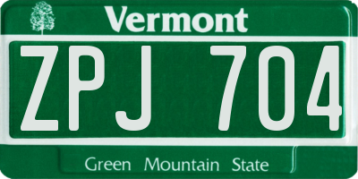 VT license plate ZPJ704