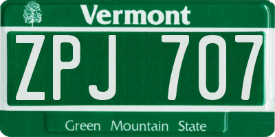 VT license plate ZPJ707
