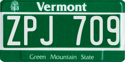 VT license plate ZPJ709