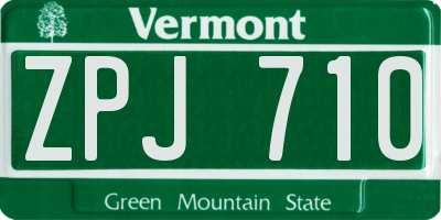 VT license plate ZPJ710