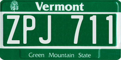 VT license plate ZPJ711