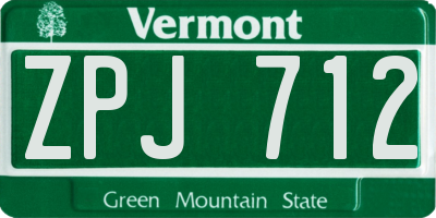 VT license plate ZPJ712