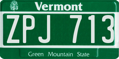VT license plate ZPJ713