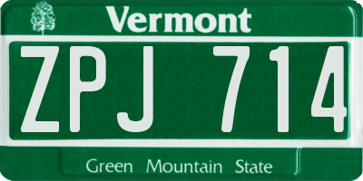 VT license plate ZPJ714