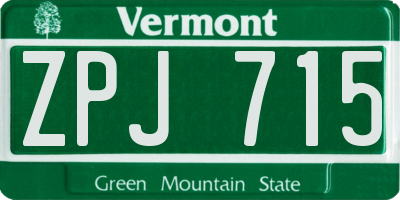 VT license plate ZPJ715