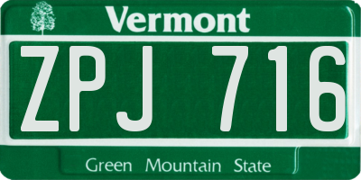 VT license plate ZPJ716