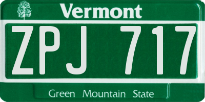 VT license plate ZPJ717