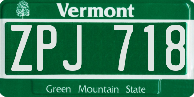 VT license plate ZPJ718