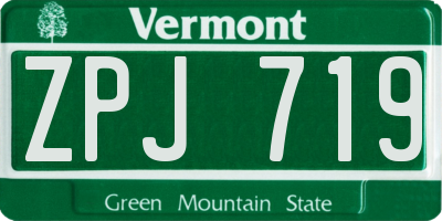 VT license plate ZPJ719