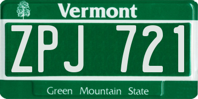 VT license plate ZPJ721