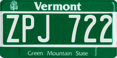 VT license plate ZPJ722