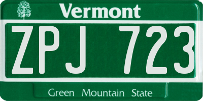 VT license plate ZPJ723