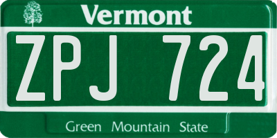 VT license plate ZPJ724