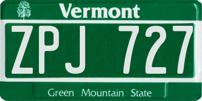 VT license plate ZPJ727