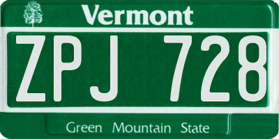 VT license plate ZPJ728