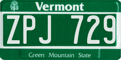 VT license plate ZPJ729