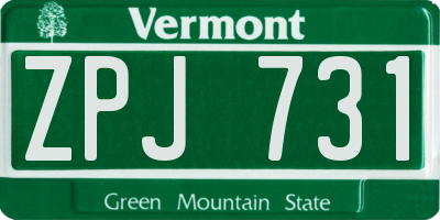 VT license plate ZPJ731