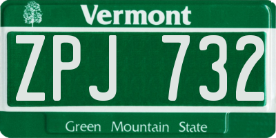 VT license plate ZPJ732