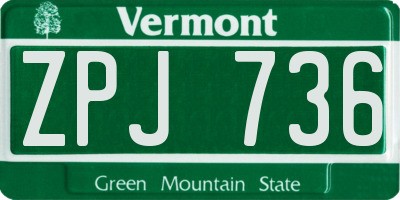 VT license plate ZPJ736