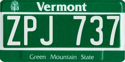 VT license plate ZPJ737