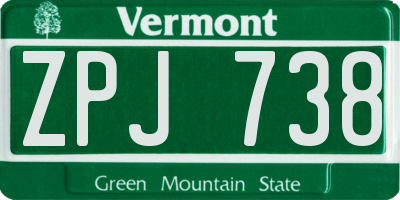 VT license plate ZPJ738