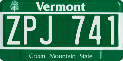 VT license plate ZPJ741