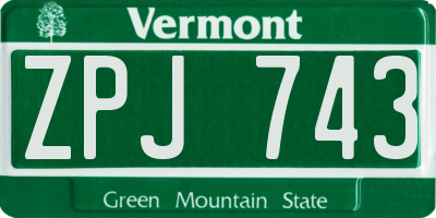 VT license plate ZPJ743