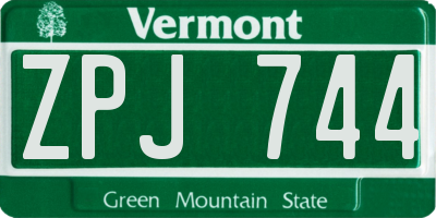 VT license plate ZPJ744