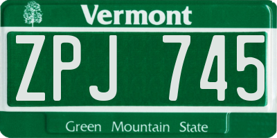 VT license plate ZPJ745