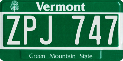VT license plate ZPJ747
